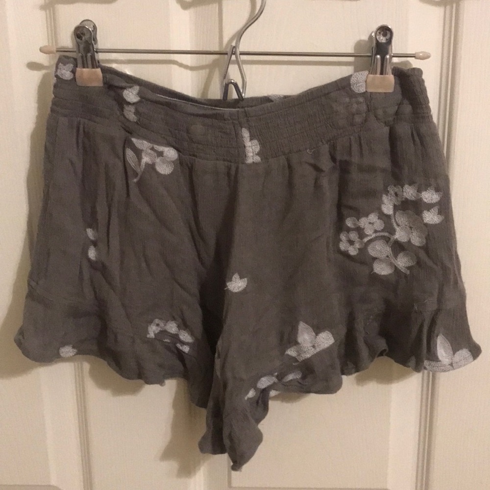 Olive Floral Shorts